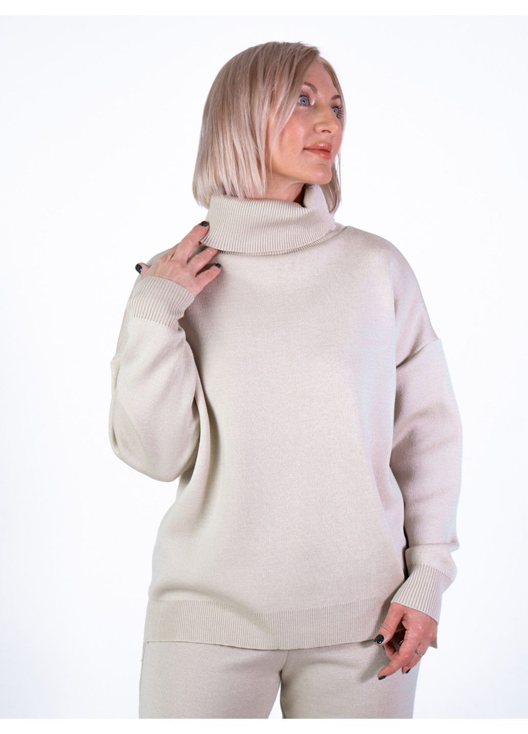 Бежевий демісезонний однотонний жіночий светр з коміром-стійкою (sviter-n2115-25) Nita