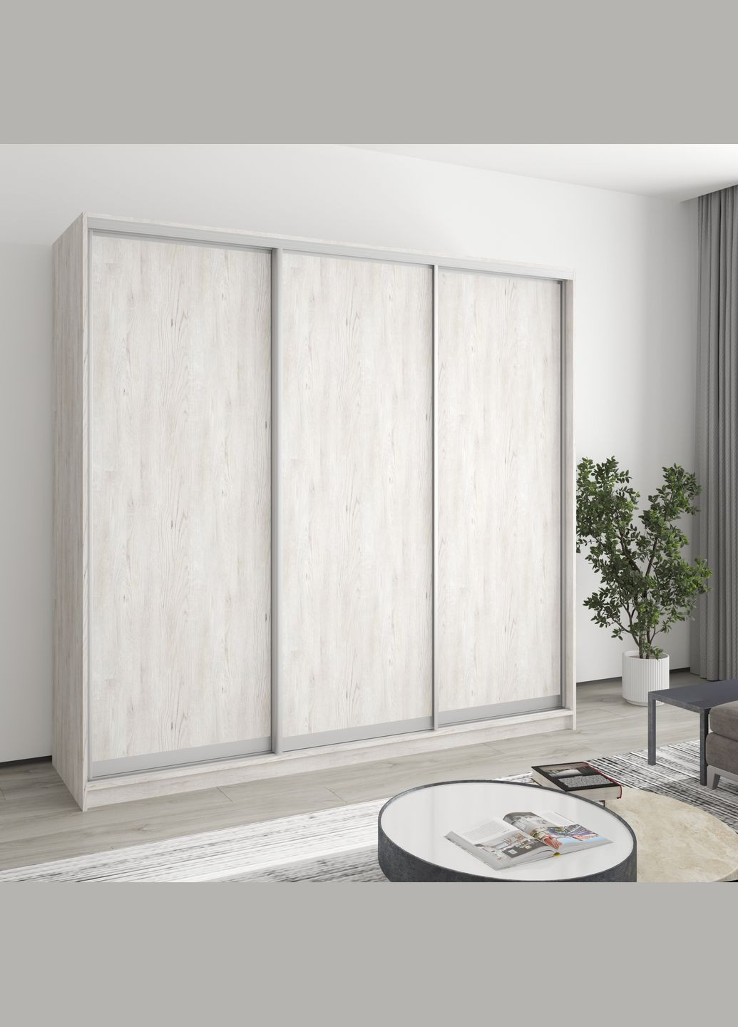 Шафа-купе тридверна Комбо AL 3ДСП 220x60x210 см Аляска сірий (MBS-3330) MebelStar (346289202)