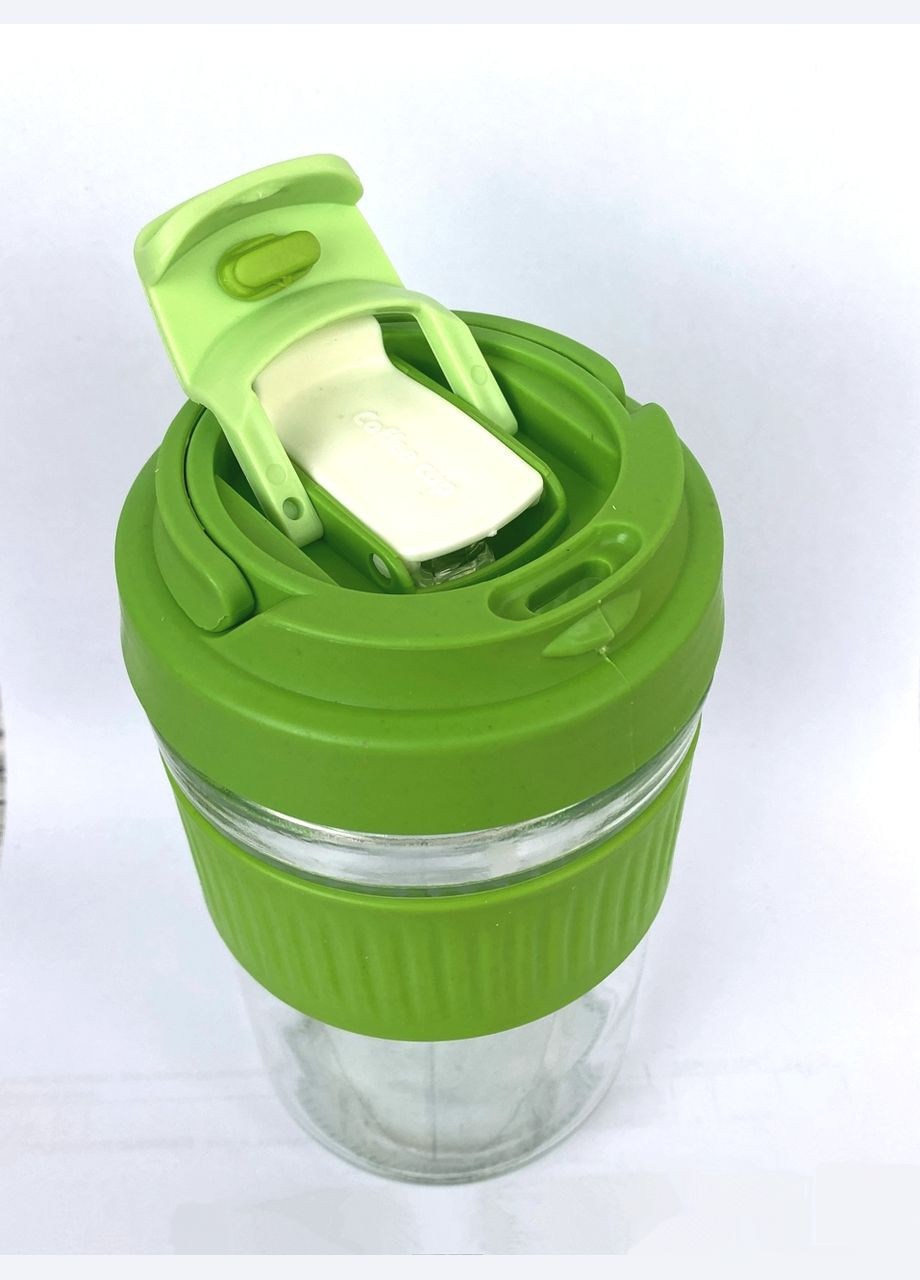 Кружка-склянка з кришкою, силіконовою трубочкою Зеленого кольору 550мл No Brand 5880 (314497210)