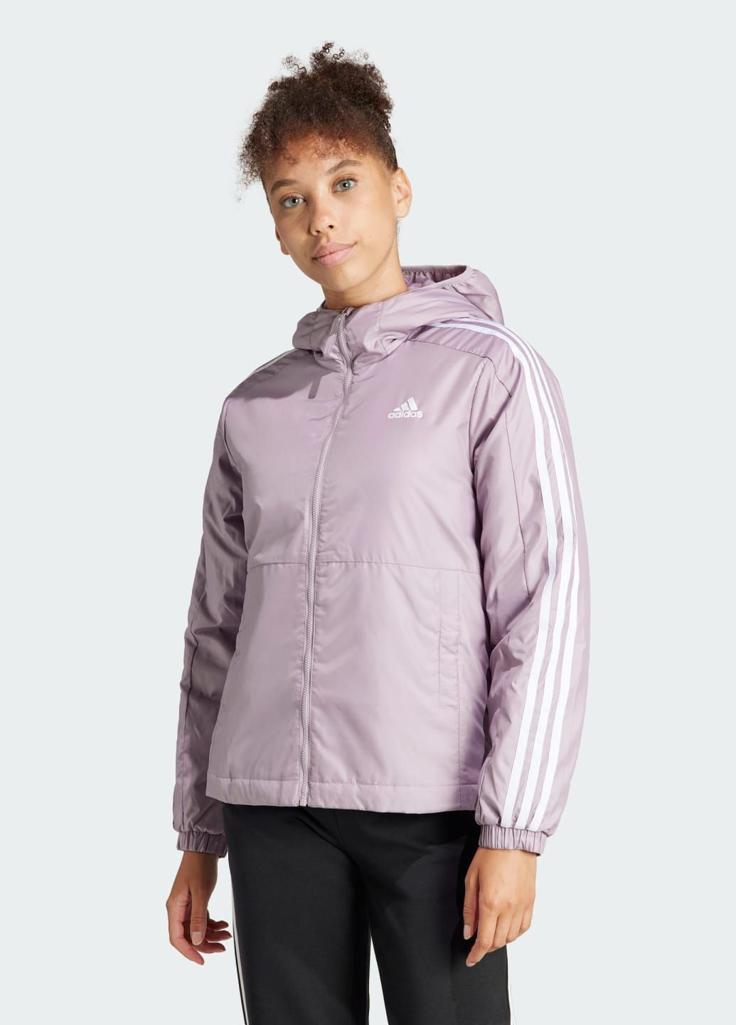 Фиолетовая демисезонная куртка essentials 3-stripes insulated adidas