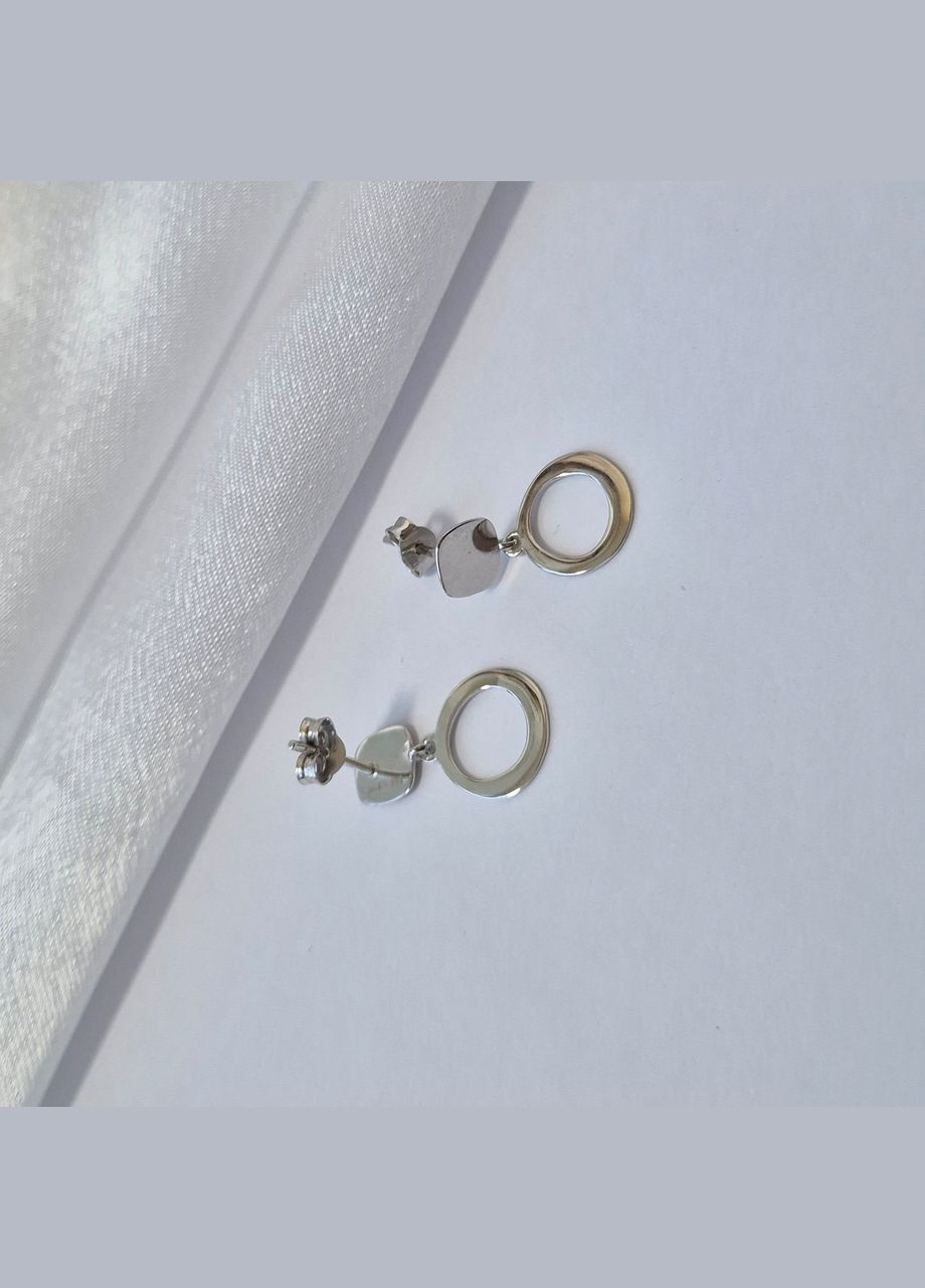 Серебряные серьги гвоздики на фиксаторах с Подвеской Круг серебро 925 пробы Родированное 1284с 1.30г No Brand (316649597)