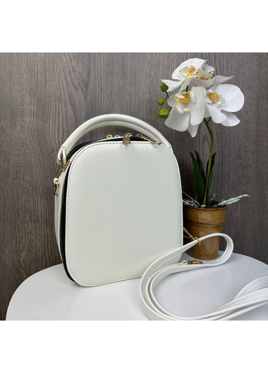 Стильная каркасная сумка мини овальная для женщин молочного цвета из экокожи сумочка Jacobs (363135428)