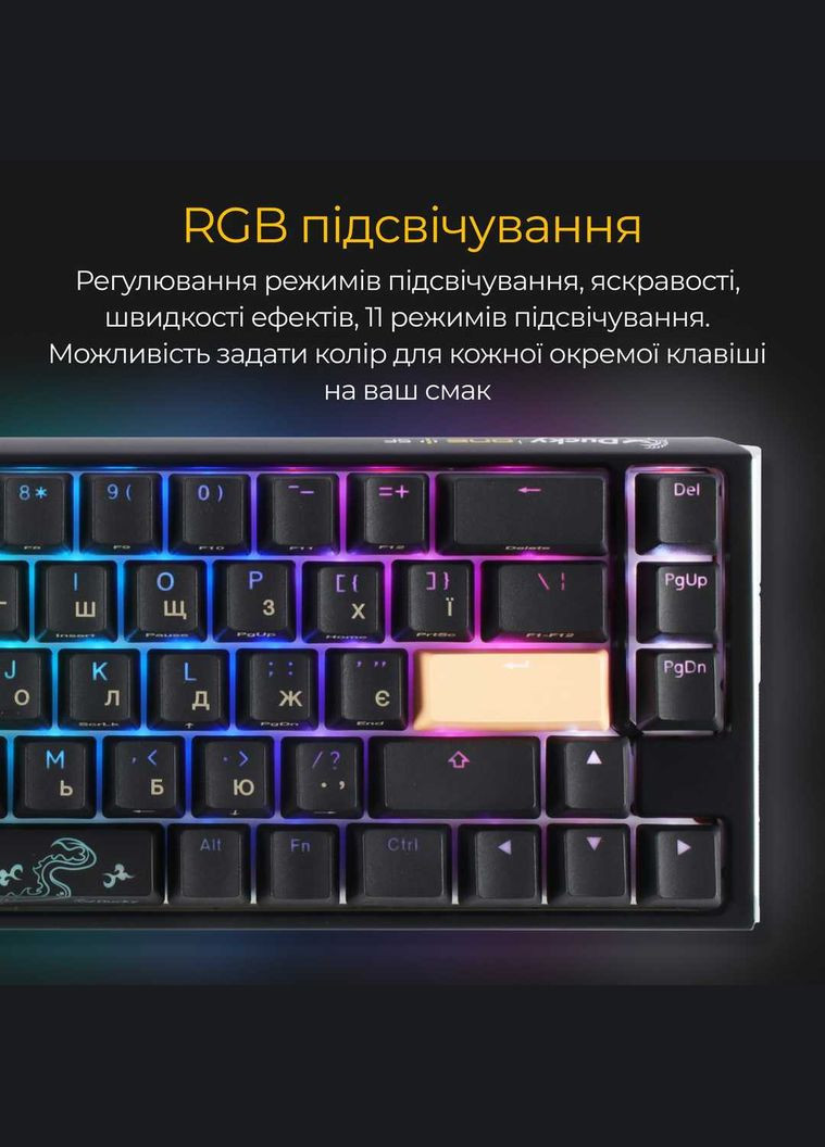 Клавіатура One 3 SF Cherry MX Brown RGB UA USB Black (DKON2167ST-BUAPXCLAWSC1) Ducky (336957765)