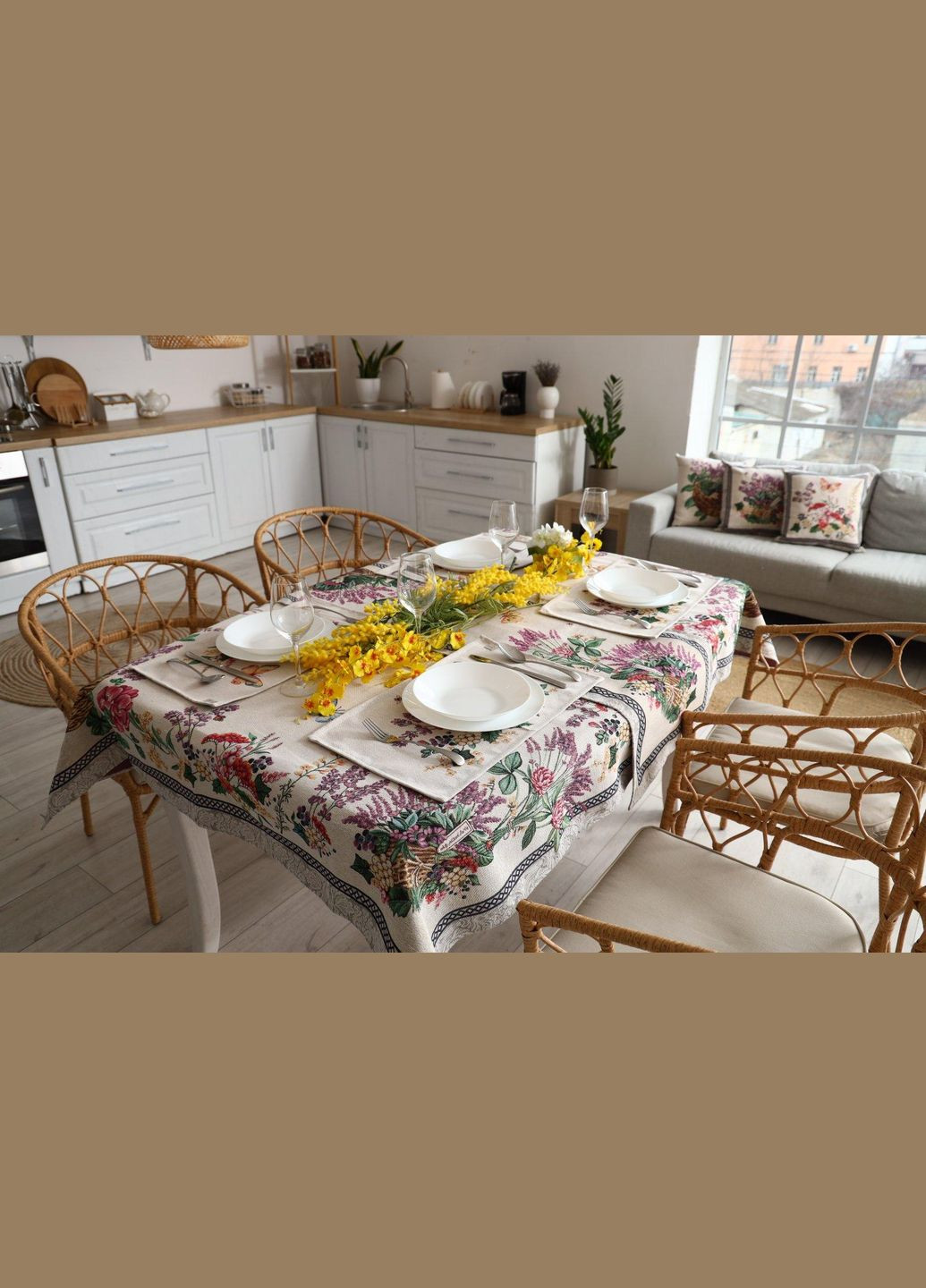 Гобеленовая скатерть на стол Лавандовое поле Прованс (326807431)