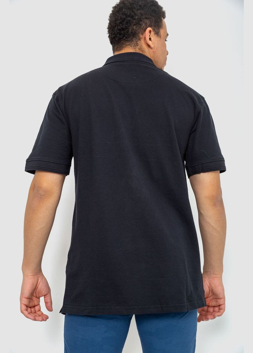 Чорна поло чоловіче однотонне 244r015 з коротким рукавом Ager