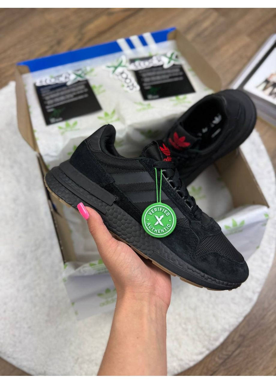 Чорні Осінні кросівки чоловічі adidas zx 500 black brown адідас zx 500 No Brand