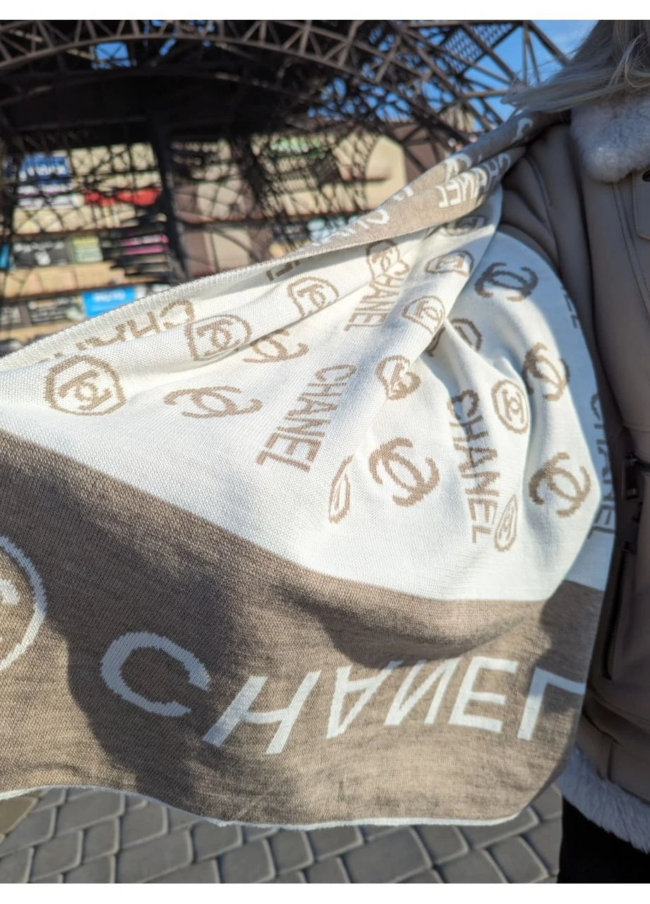 Двосторонній шарф Сhanel білий-мокко No Brand (366280501)