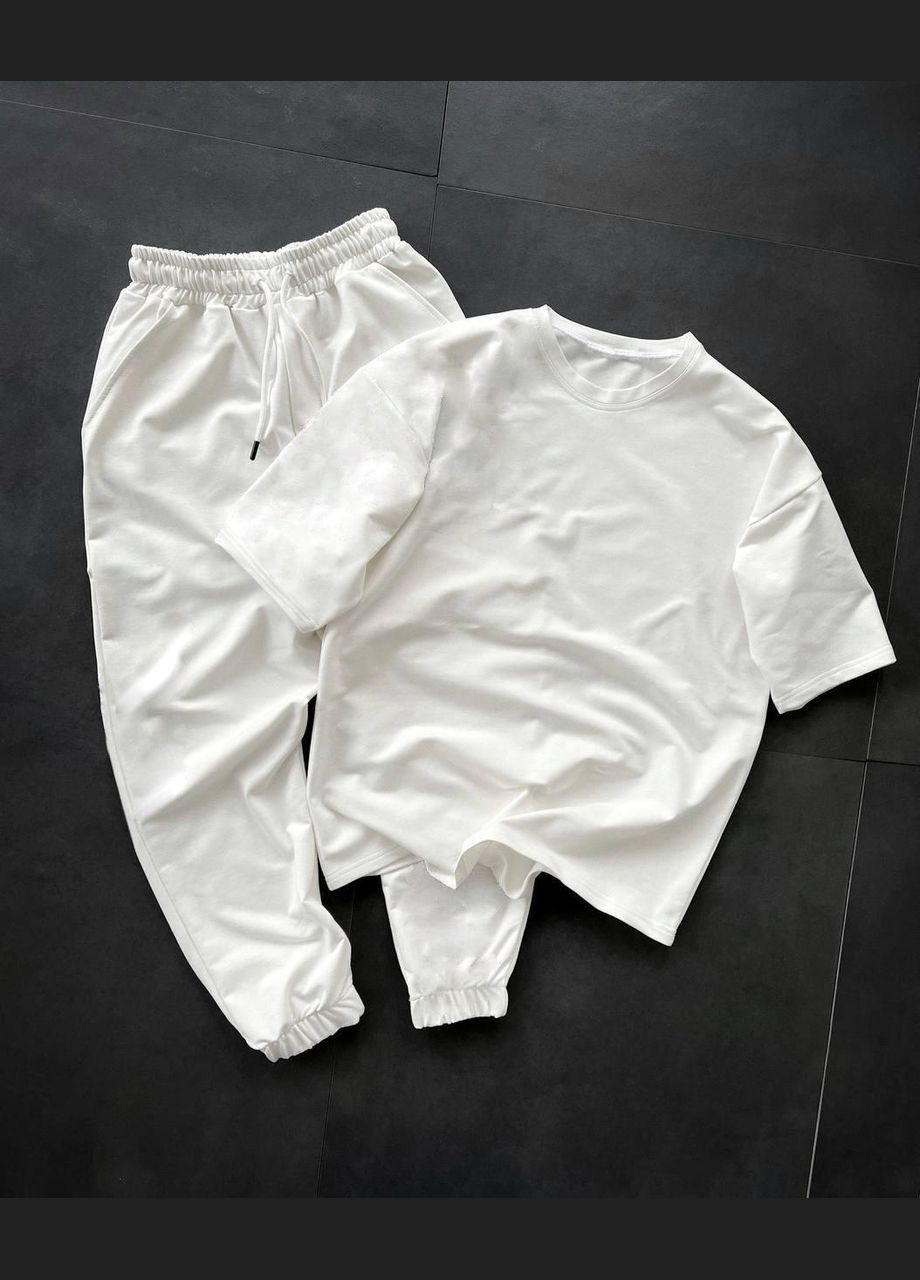 Белый демисезонный остюм оверсайз турецкая тринитка петля премиум качества No Brand