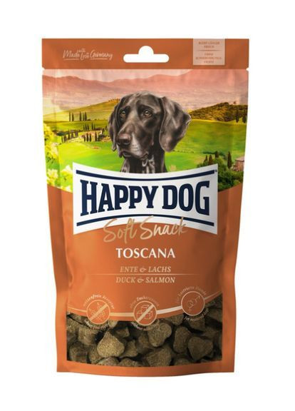 Мягкое лакомство Soft Snack Toscana для собак с уткой и лососем, 100 г (4001967128864) Happy Dog (363262455)