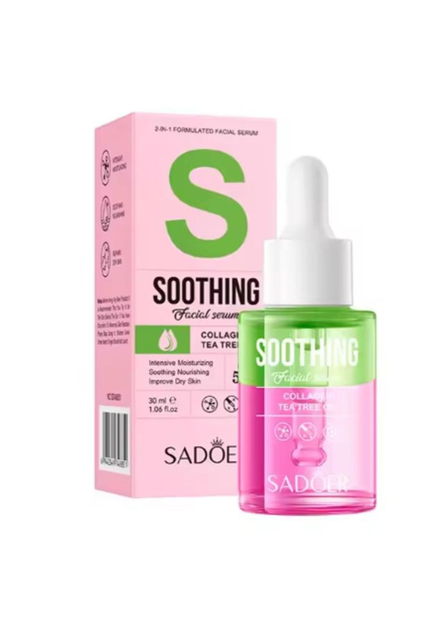 Двофазна відновлювальна сироватка для обличчя Sadoer з колагеном і чайним деревом, 30 мл Plus-plus (352747126)