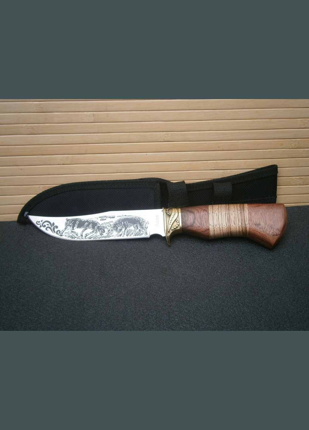 Ніж мисливський Лось - 3386 в чохлі 28 см No Brand (302391837)