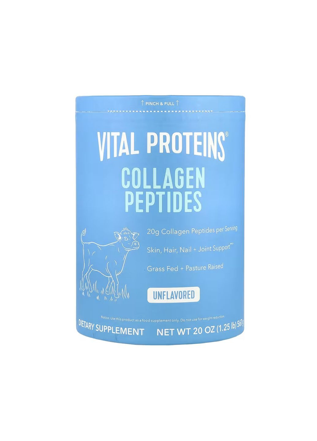 Колагенові пептиди Collagen Peptides 567г без смаку для здоров'я шкіри суглобів та волосся добавка для харчування Vital Proteins (368980223)
