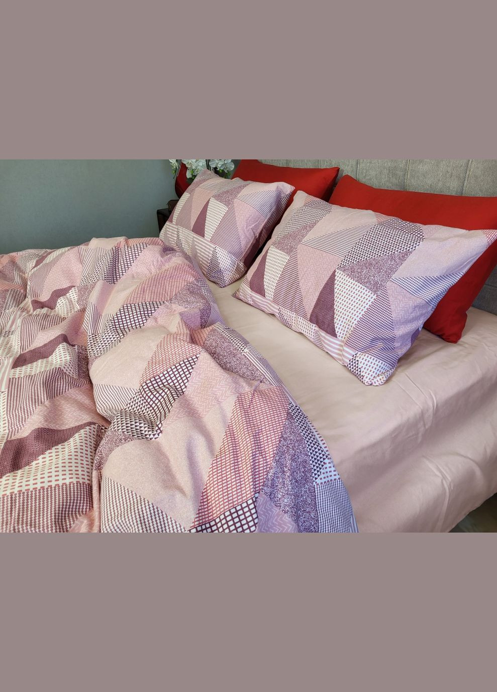 КПБ 2 шт. 145x215 см 50x70 см ( КТ_pvu_6297_41_50x70 ) Комфорт-текстиль Фланель Печворк рожев./пудра (316086185)