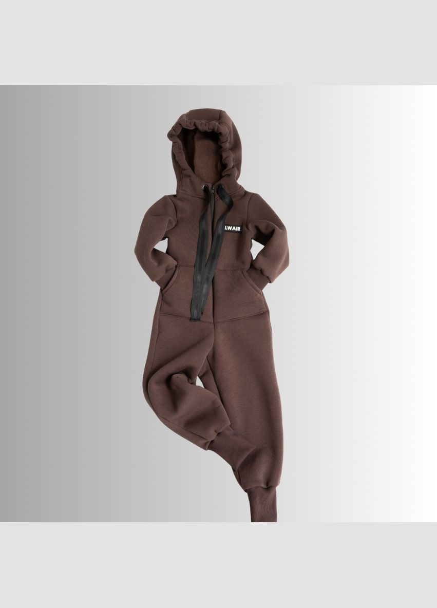 Коричневий демісезонний дитячий комбінезон на флісі alwair kids ( 140-146 ) (81018) Qoopixie