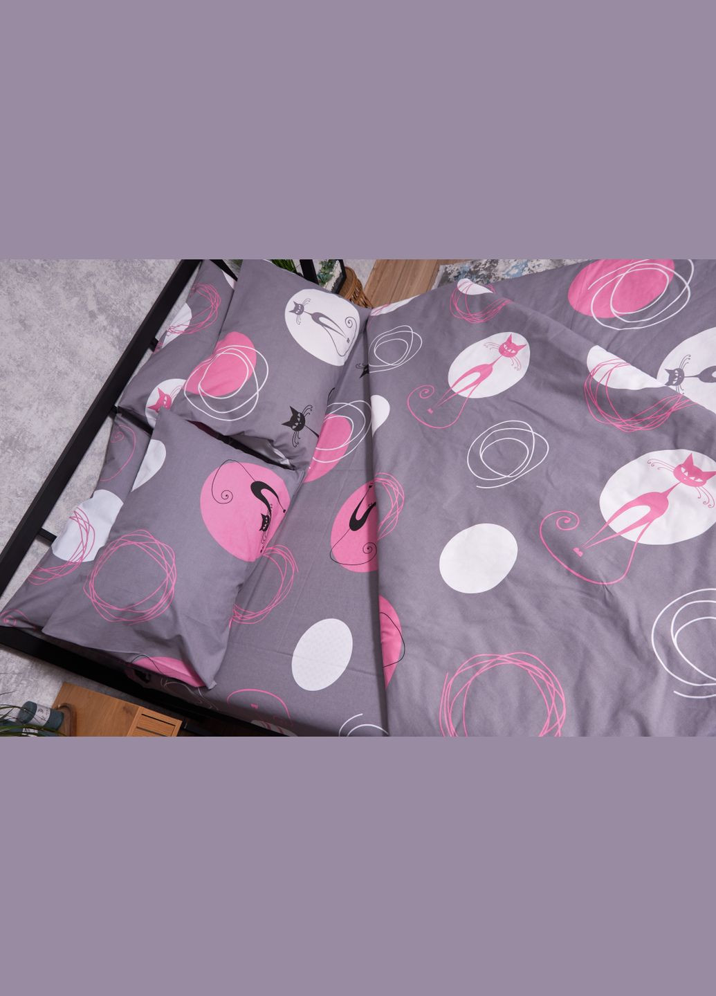 Комплект постельного белья Бязь Gold Люкс «Mauve Cats» Детский 110х140 наволочки 2х50х50 (MS-830000078) Moon&Star MauveCats (293173108)