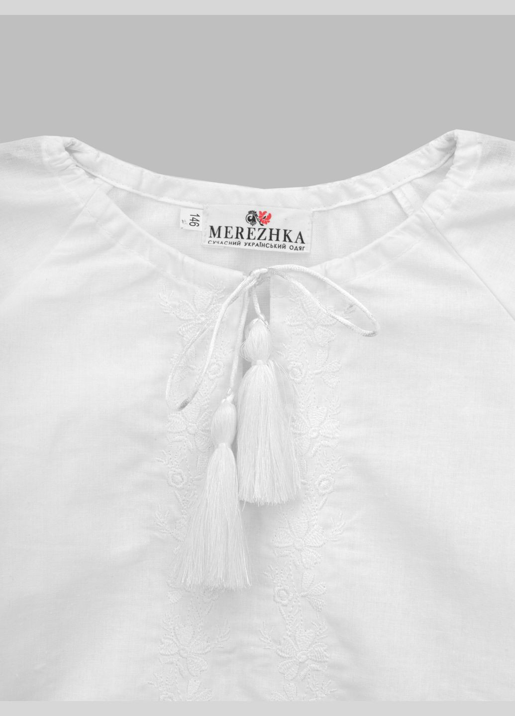 Белая рубашка с вышивкой для девочки фиалка 134 см белый (sc) shop (2000990558725) MEREZHKA (364659863)