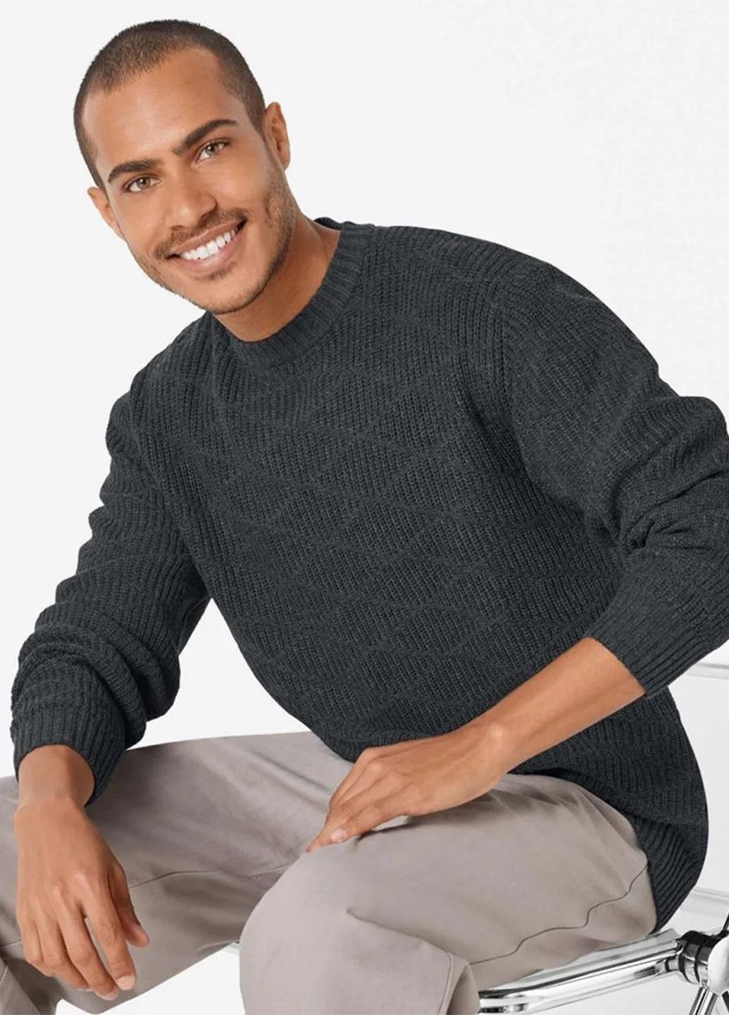 Сірий демісезонний чоловічий в'язаний светр джемпер Livergy