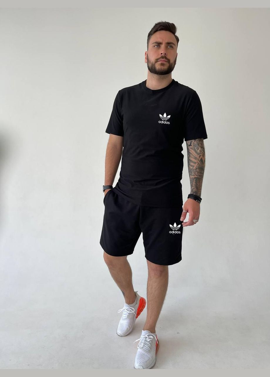 Черная 2 в 1 футболка + шорты стон ткань стрейч-кулир высокого качества No Brand