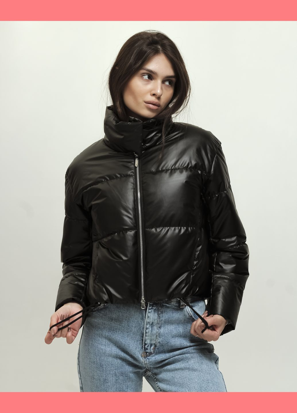 Черная демисезонная куртка бомбер женская Kattaleya