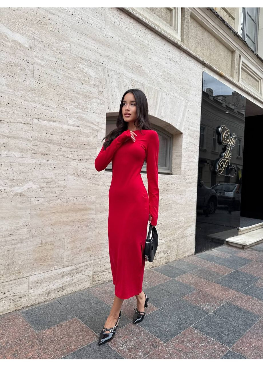 Красное повседневный платье женское Гермес однотонное