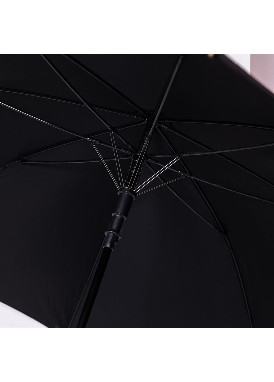 Чёрный классический зонт-трость полуавтомат из полиэстера 8 спиц диаметр 124 см hp-23-6b Yiwu (370974030)