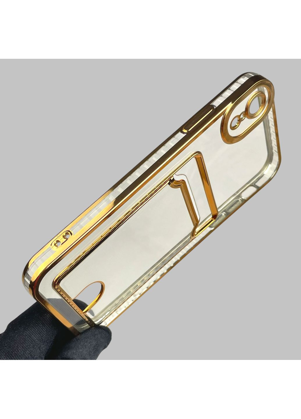 Чохол для iPhone XR із золотою окантовкою з кишенькою для карток на айфон ХР золотий Apple (366022730)