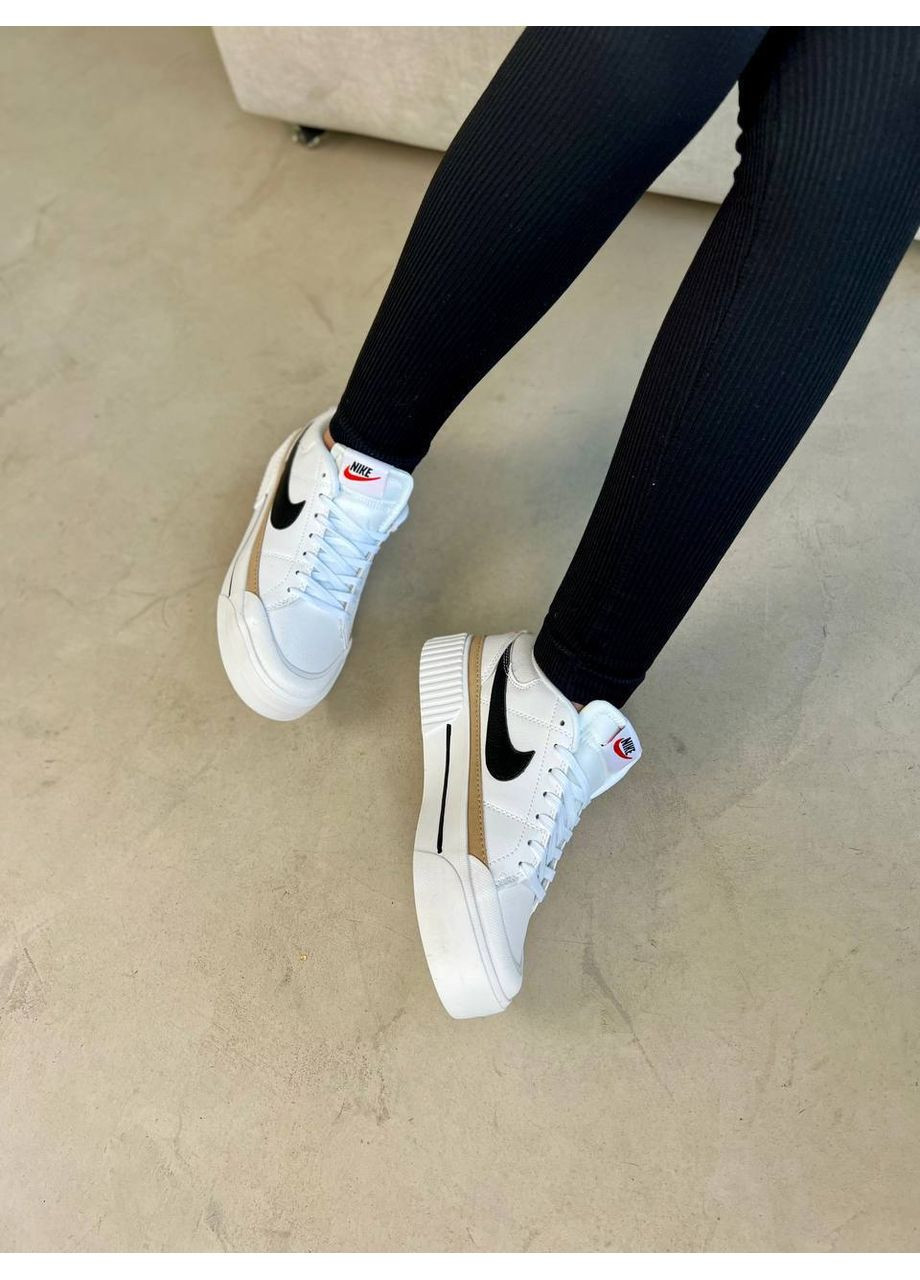 Белые демисезонные кроссовки мужские nike court legacy lift white найк коурт легаси No Brand