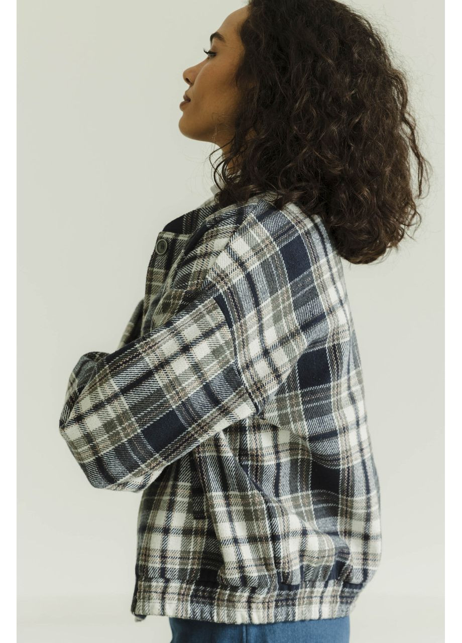 Синя демісезонна бомбер синій у клітинку Seventeen