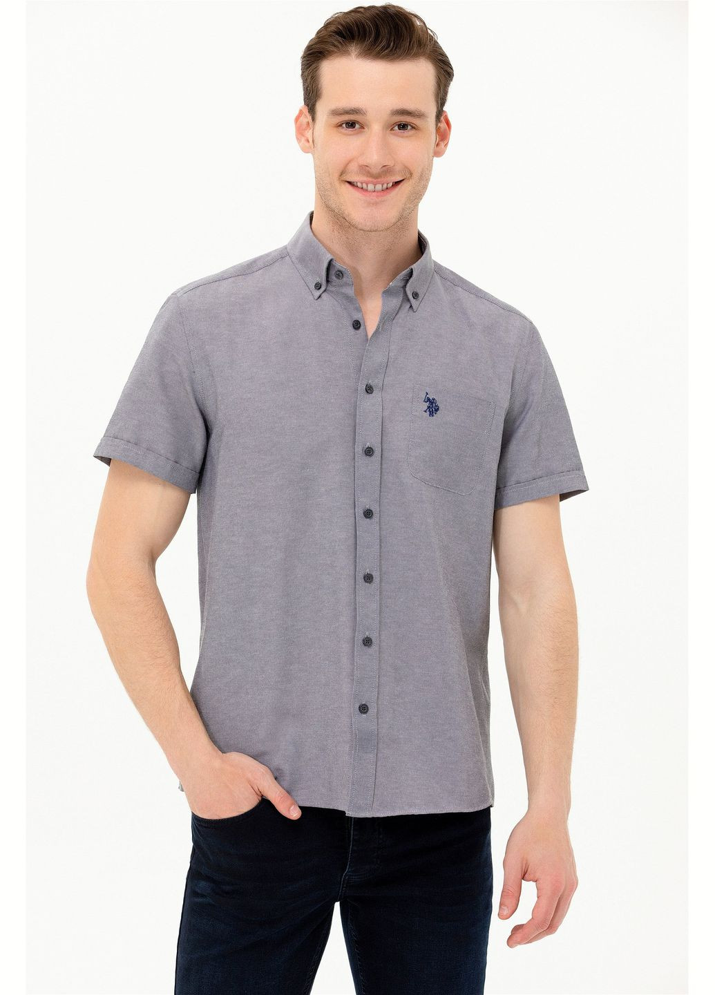 Серо-синяя рубашка U.S. Polo Assn.