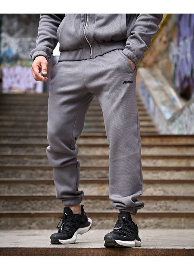 Стильний чоловічий спортивний костюм тринитка на флісі осінь/зима сірий No Brand (363222679)