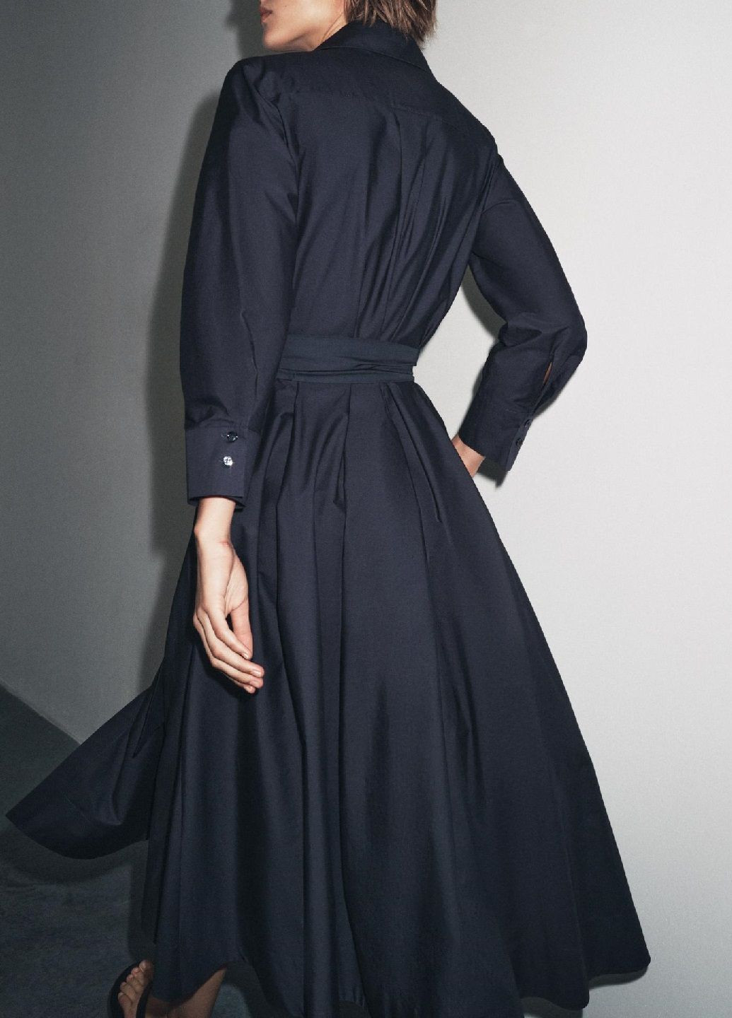 Темно-синее платье Zara однотонное