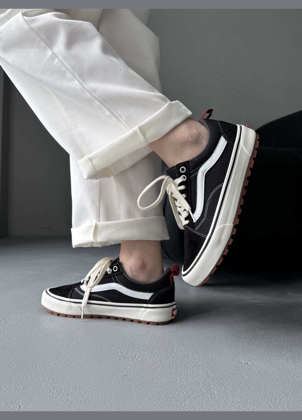 Черные демисезонные кроссовки мужские и женские vans old skool mte-1 black white | ванс олд скул черные No Brand