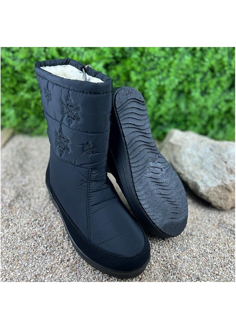 Черные жiночi дутики високi на замку е-0023005 чорнi No Brand