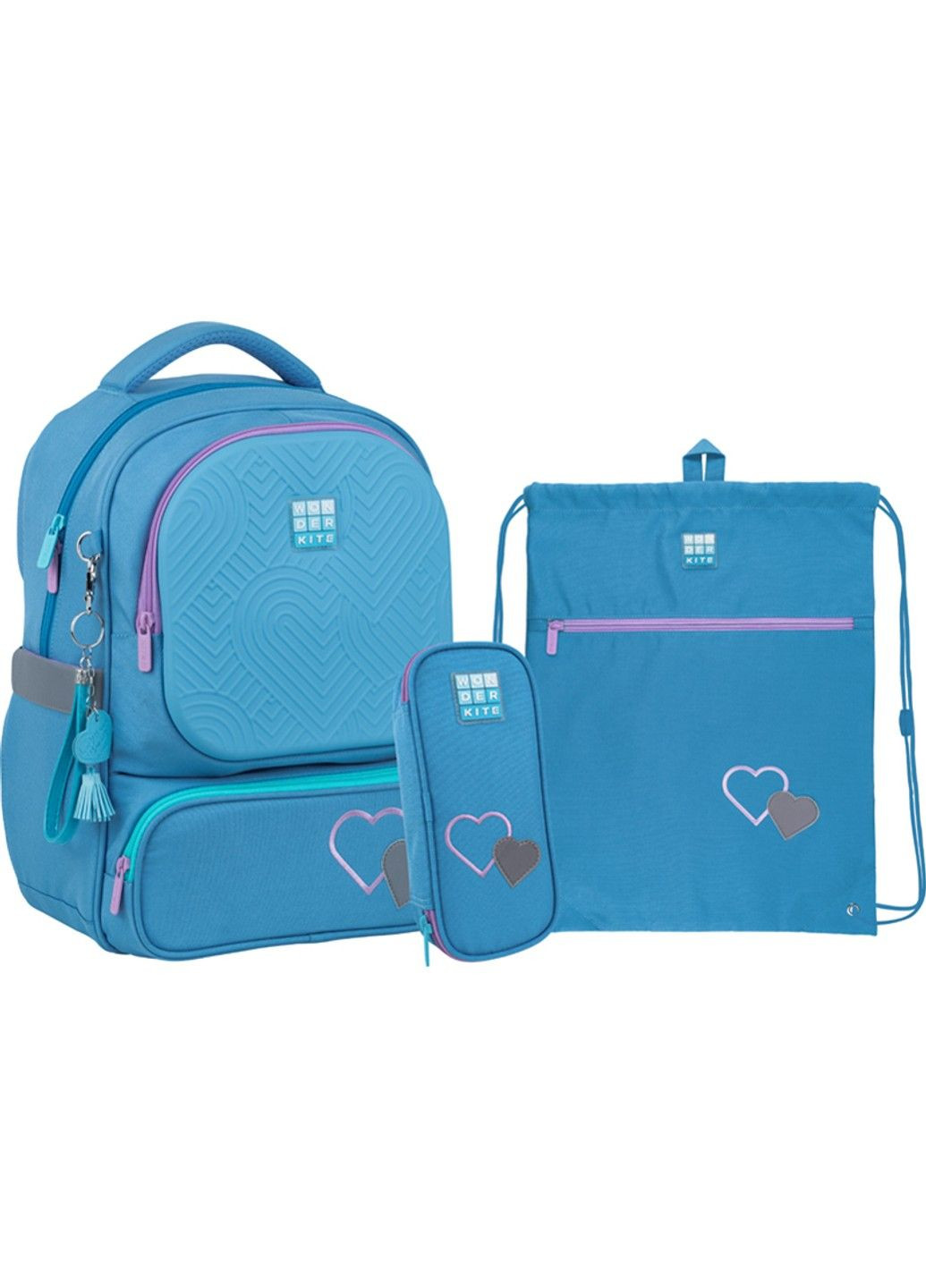 Набір рюкзак + пенал + сумка для взуття WK 728 блакитний Kite (335401496)