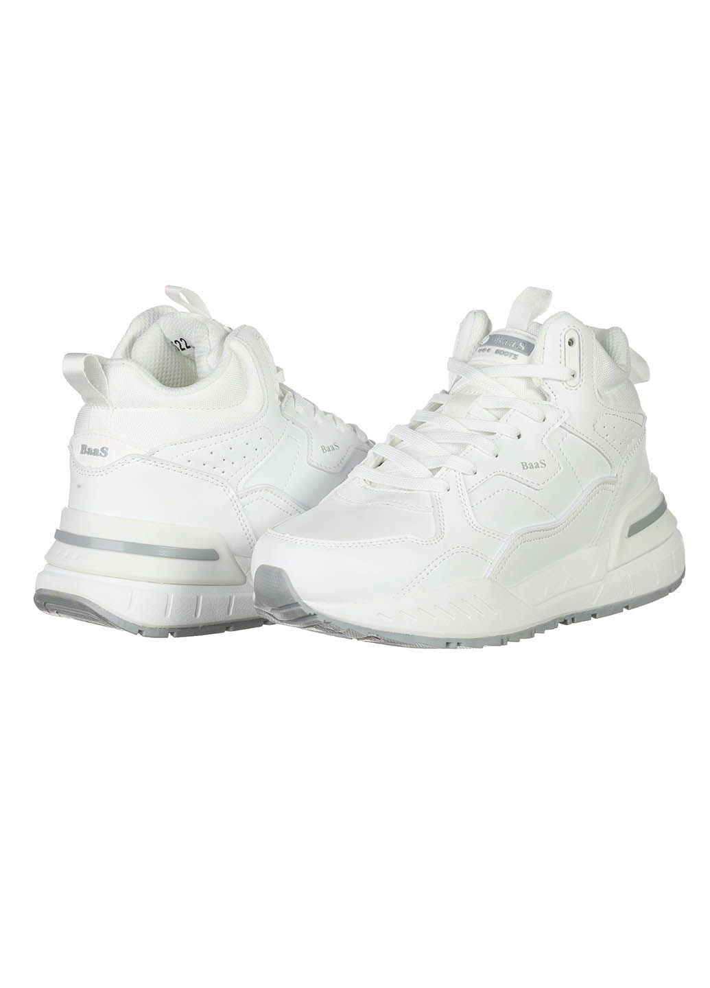 Кросівки жіночі зимові на шнурівці шкіряні на високій підошві повсякденні для прогулянок білі B5223-4c Baas білі зими (305573614)