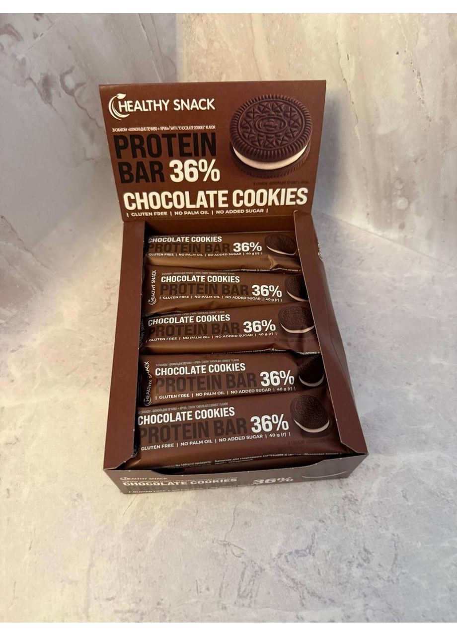 Протеїновий батончик зі смаком «Шоколадне печиво +крем» 36% протеїну, 40 г No Brand (371372990)