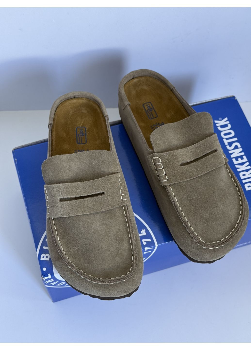 Серые замшевые шлепанцы клоги мюли унисекс No Brand