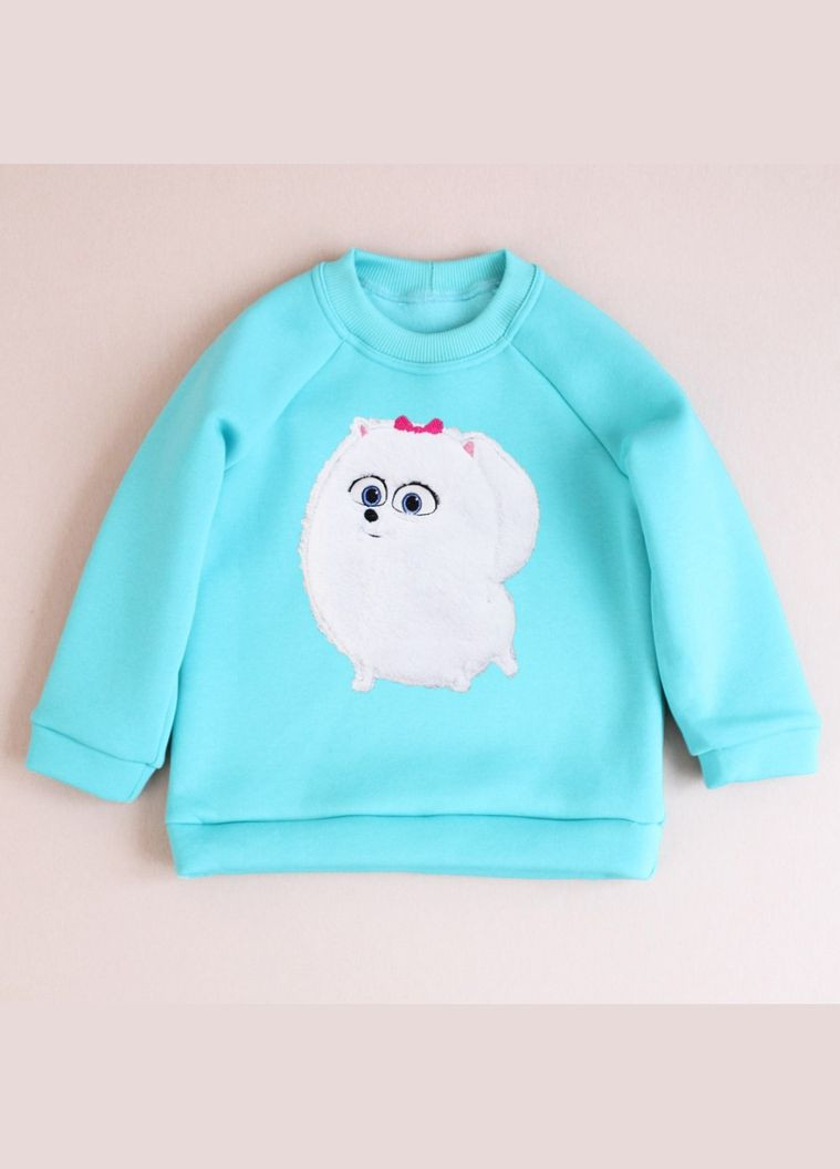 Дитячий світшот з пухнастою аплікацією цуценяти шпіца дівчинці Ladan (301026453)