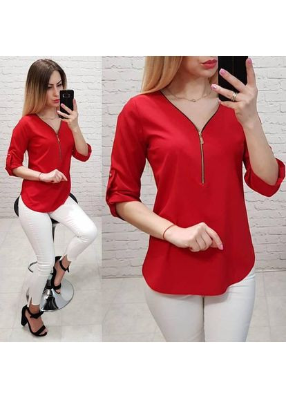 Комбінована блуза 158, червоний KHAN