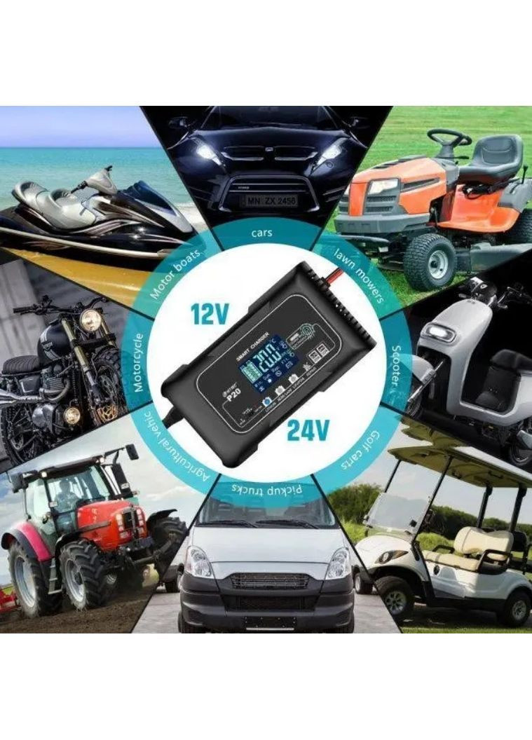 Импульсное зарядное устройство P20 для аккумуляторов 12/24 В, поддержка LiFePO4, AGM, GEL (2104618915) HTRC (372466576)