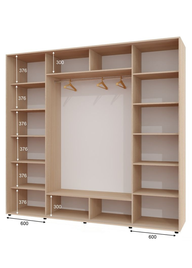 Шкаф-купе трехдверный 270*60*220 см Дуб молочный 3 двери ДСП ШК-05 Алекса (360476726)