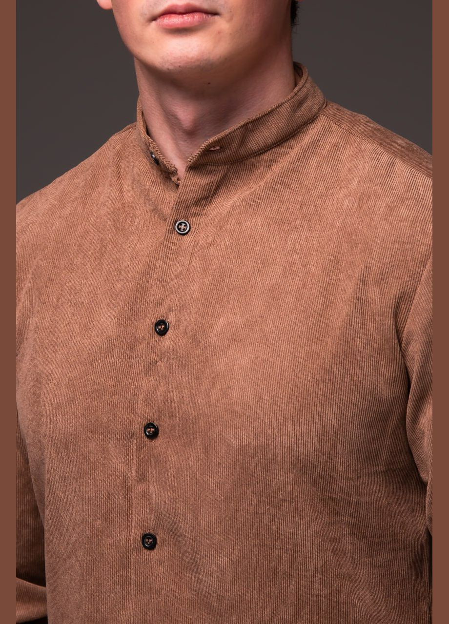 Чоловіча коричнева сорочка "Modern" вельвет з довгим рукавом No Brand (343710609)