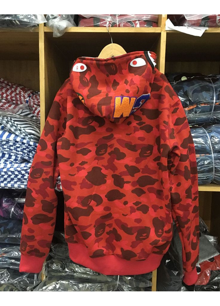 Худи красный Bape A Bathing Ape Shark Purple Camo Full Zip Hoodie Womens (356677632)