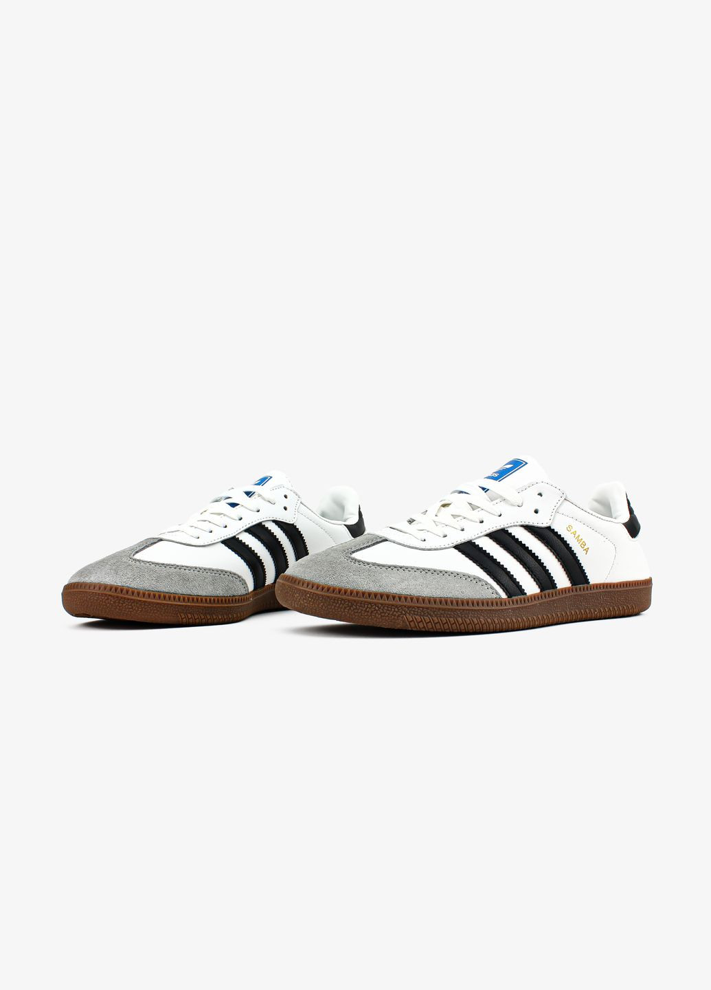 Кросівки жіночі і чоловічі adidas Samba white grey | Адідас Самба білі всесезони (317186495)