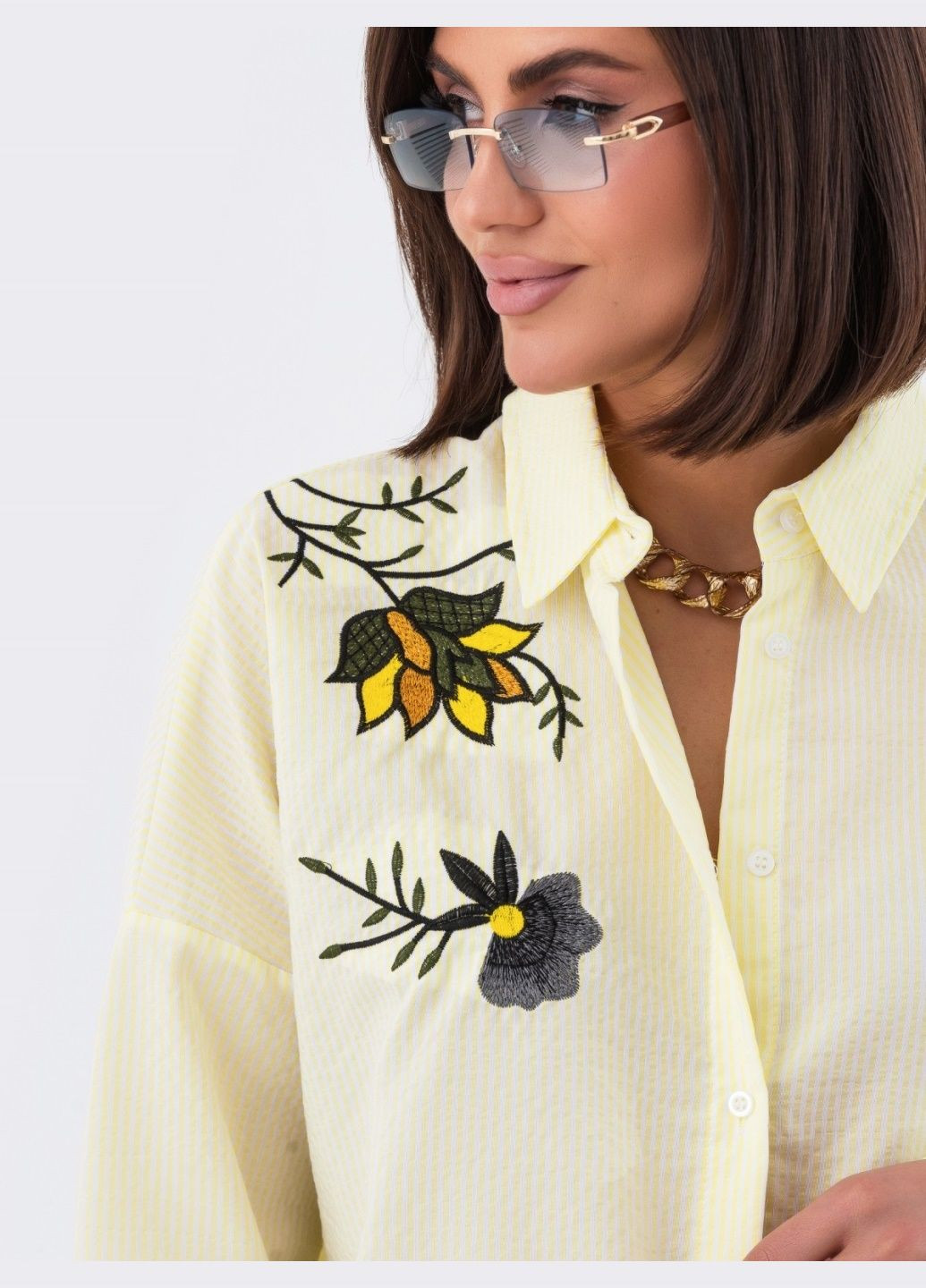 сорочка у жовту смужку та з вишивкою Dressa (288134929)