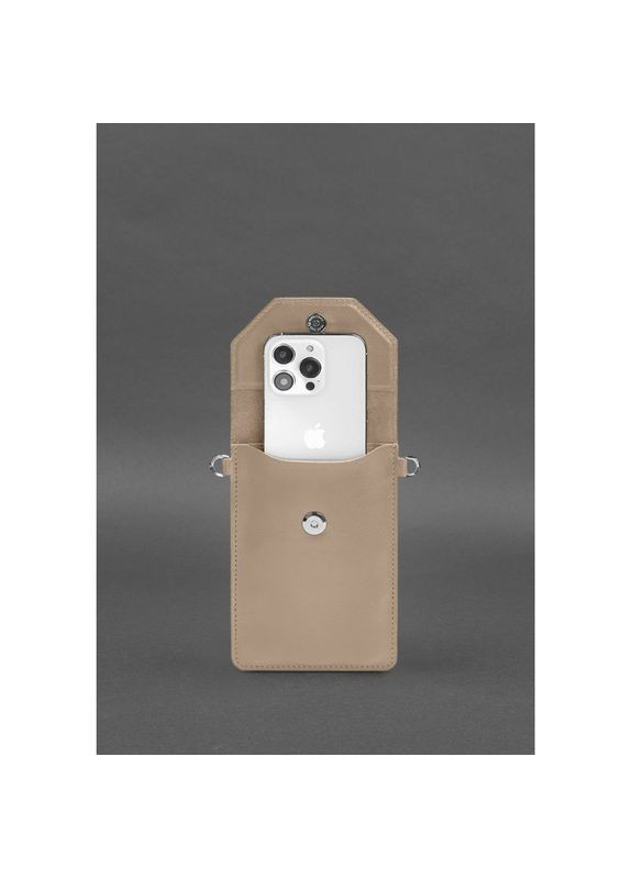 Шкіряна сумка через плече жіночий чохол для телефону maxi Світло-бежевий BlankNote (302008712)