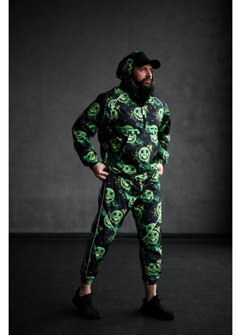 Принтованный мужской костюм черно-зеленого цвета No Brand (370953653)