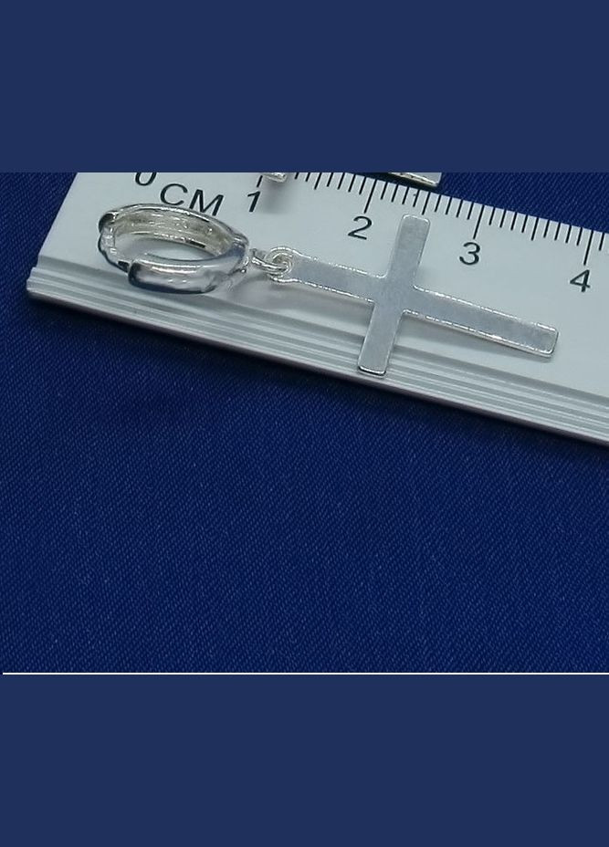 Серебряная висячая серьга "Крестик большой" No Brand (350667447)