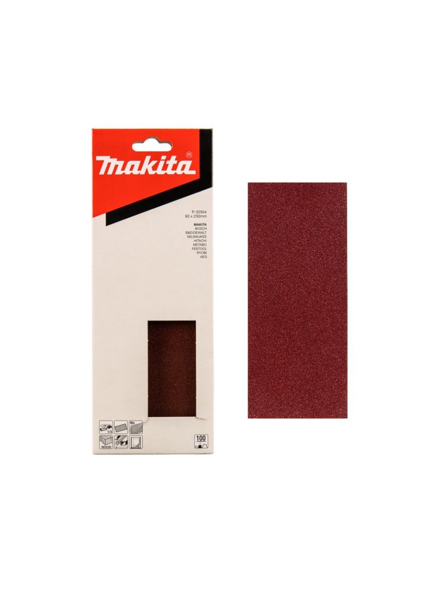 Набір шліфувального паперу P-32954 (93х228 мм, К100, 10 шт) шліфпапір шліфлисти (30839) Makita (295036947)
