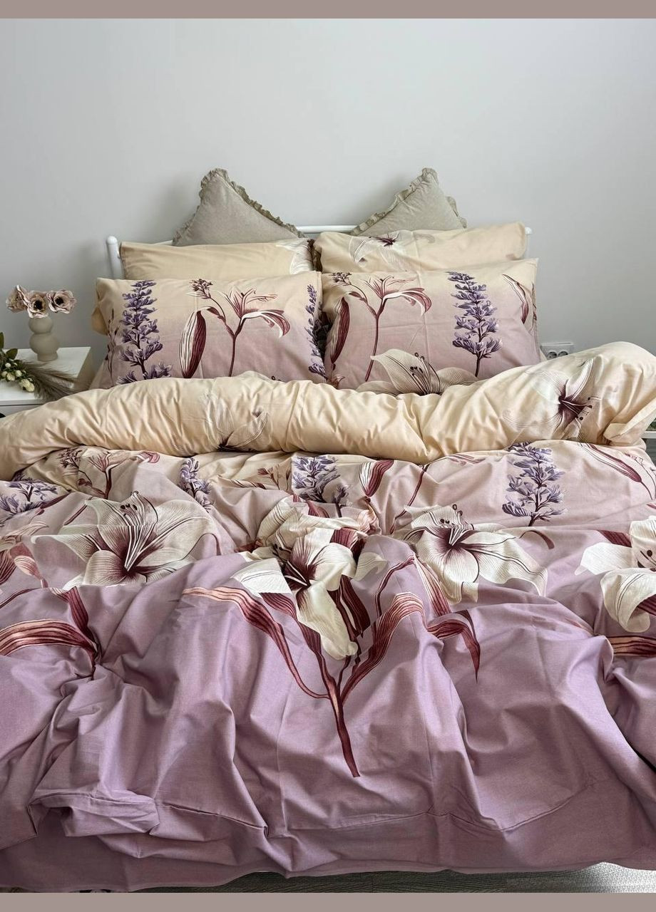 Постельное белье хлопковое Лесли Евро 200 x 220 Бязь Бежевое 50 х 70 No Brand (344465438)